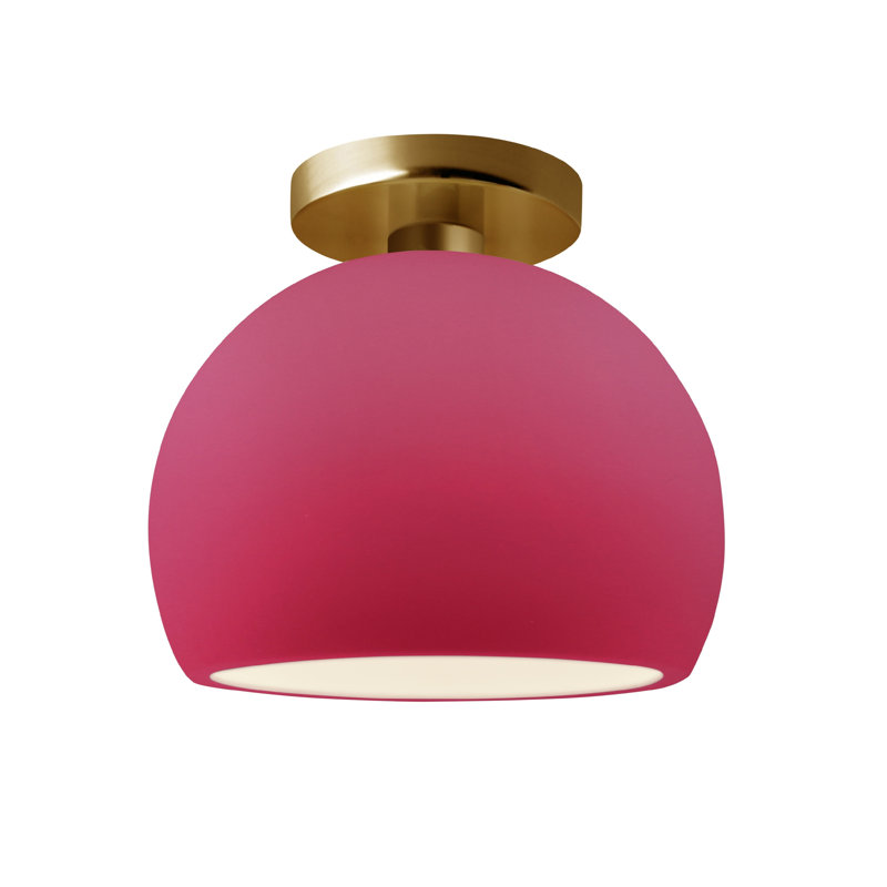 Plafonnier semi-encastré Radiance, H 7 po x l 7 po x P 7 po, Cerise / noir mat, Laiton brossé