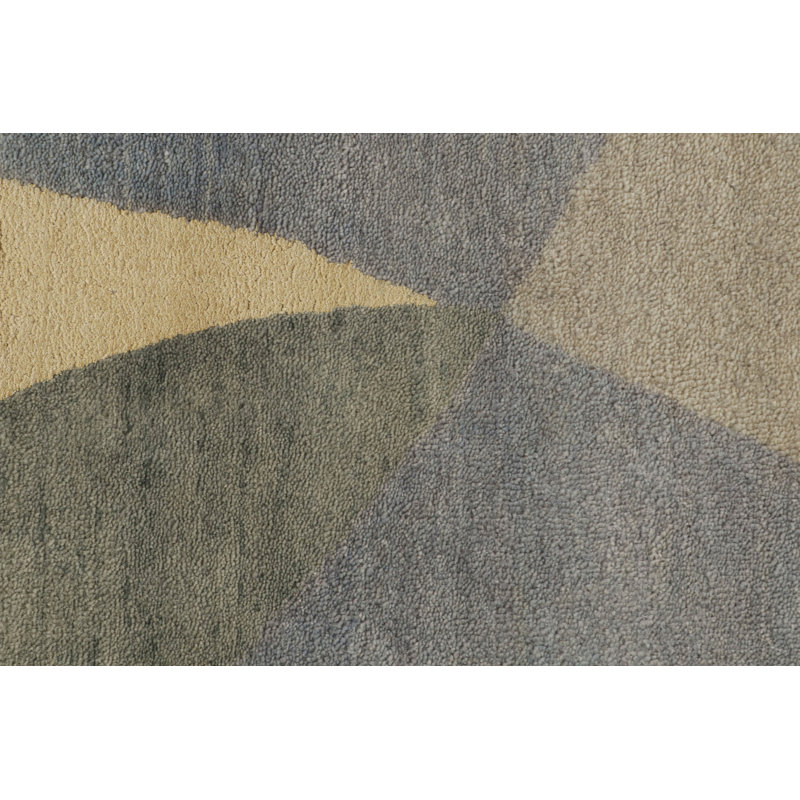 Rug & Kilim’S Mid-Century Modern Style Rug With Gray & Green Geometric Patterns, Rectangle 8'2" x 10'2"