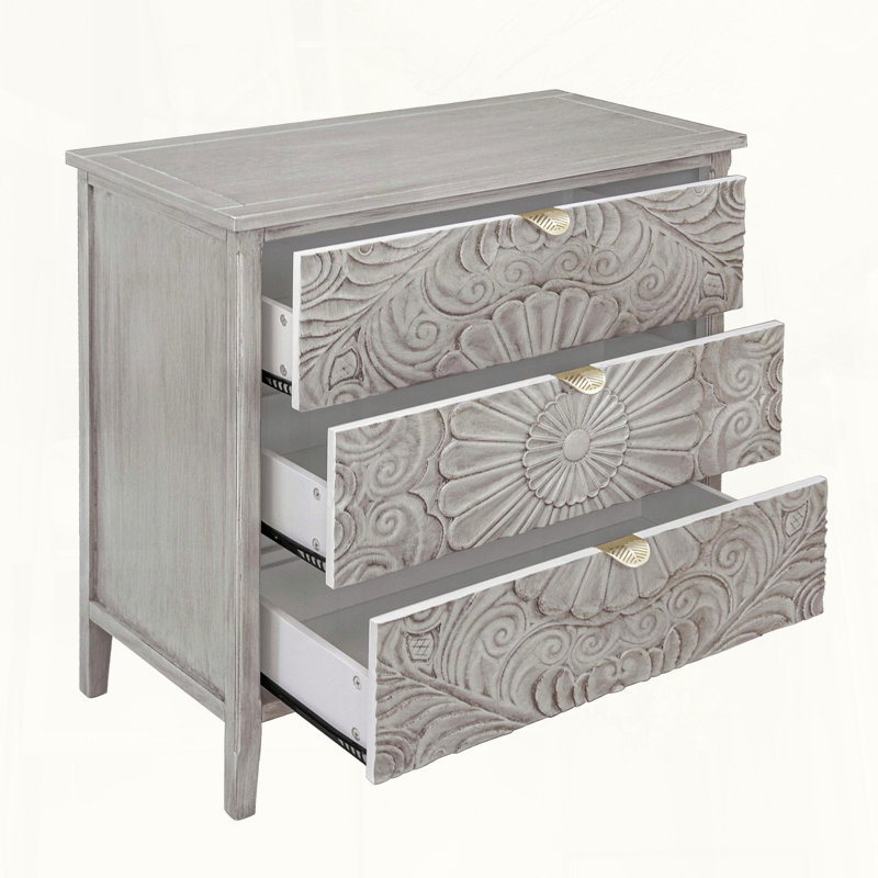 Single 3-Drawer American Style Cabinet with Embossed Drawer Panels