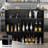 L-Shaped Mini Fridge Bar Cabinet with Built-In Power Outlets, 2-Tier Tabletop with Wine Glass Holders, Black Home Bar Cabinet with Ample Storage and USB Ports for Living Room or Kitchen