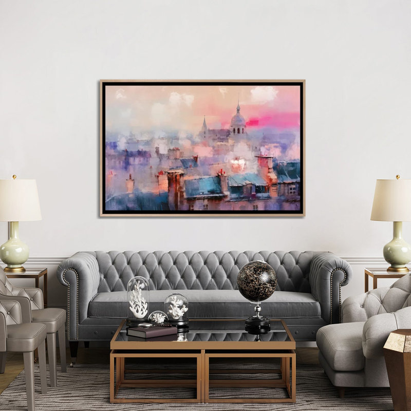 Paris, toit supérieur, impression d'art mural, H 40 po x l 60 po, Reproduction encadrée sans passe-partout, Beige