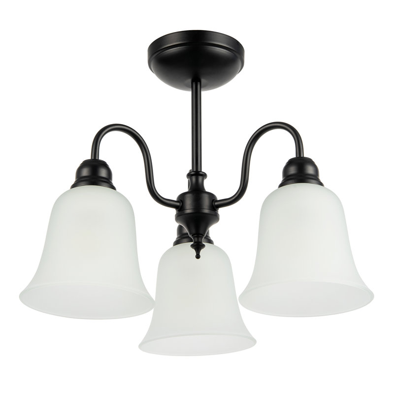 Glass Semi Flush Mount, Matte Black