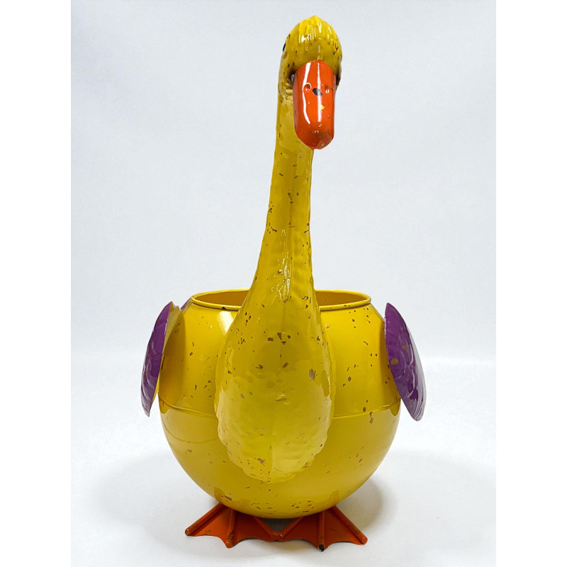 Darelyn Metal Yellow Duck Planter Pot
