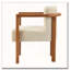 Fauteuil rembourré en tissu avec structure en bois d'hévéa noyer