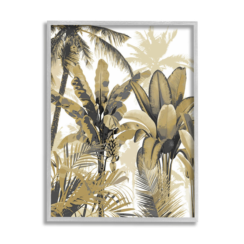 Gray Framed Tropical Palm Canvas Print 16" x 20"