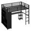 Structure de lit mezzanine en métal avec garde-robe intégrée, bureau et tablettes de rangement-1110046744