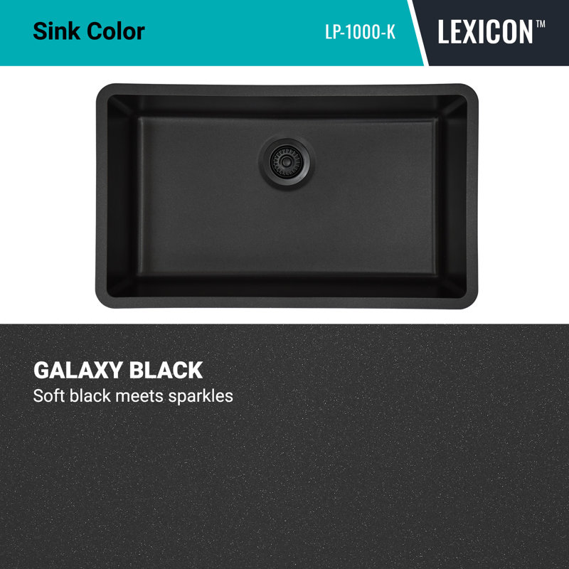 32" x 19" Quartz Kitchen Sink, Single Bowl Sink, Drop-in Sink, Undermount Sink, Granite Kitchen Sink, with Steel Grids and Basket Strainer, Disposal Flange