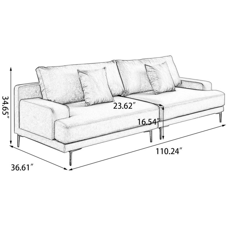 Canapé modulaire en similicuir, H 34,65 po x l 110,24 po x P 36,61 po, Beige