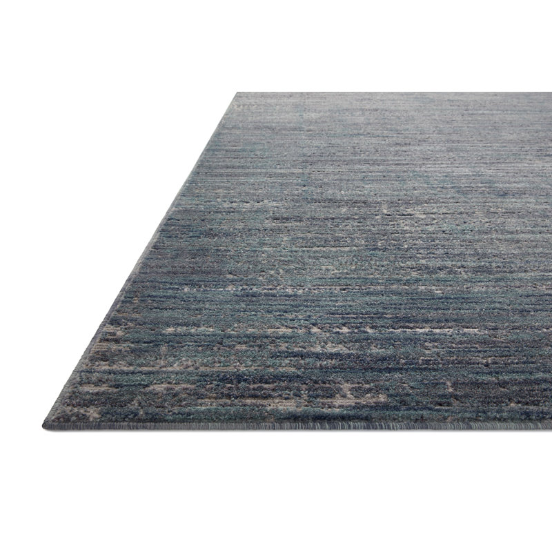 Machine Woven Polypropylene/Polyester Area Rug in Gray/Blue, Square 1'6"