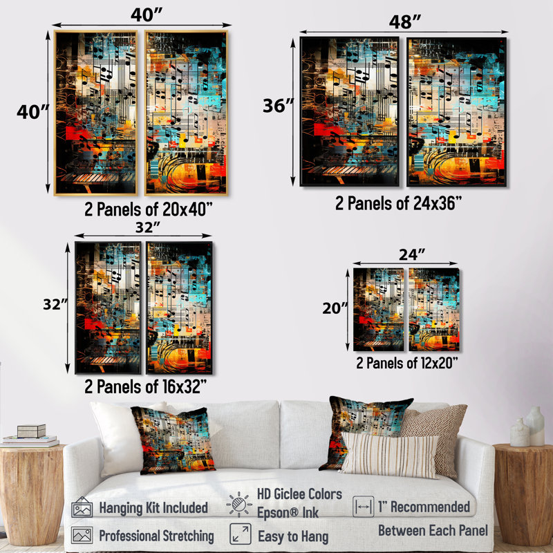 Plotinus - impressions multicolores sur toile, Noir, H 36 po x l 48 po, Impression encadrée flottante