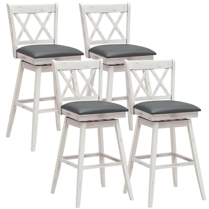 Tabouret de bar et de comptoir Embrey, Blanc / noir, 4, Hauteur de bar (hauteur de siège 29,5 pi)