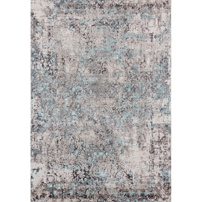 Tapis gris à motif abstrait Rummond, Rectangle 1 pi 7 po x 3 pi
