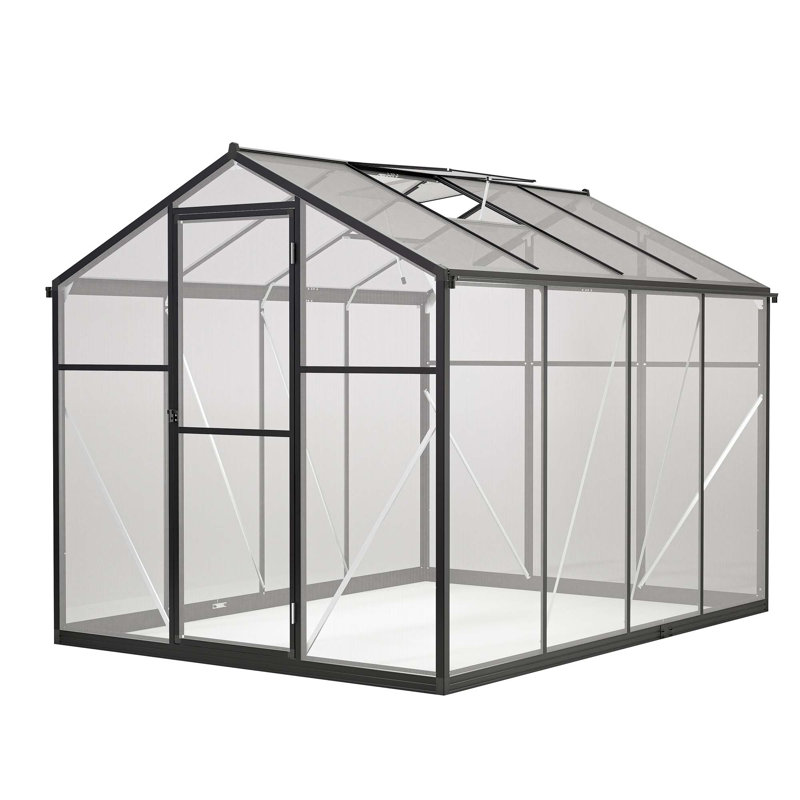 6X8 FT Greenhouse For Outdoors, Polycarbonate Greenhouse With Quick Setup Structure And Roof Vent, Aluminum Large Walk-In Greenhouse For Outside Garden Backyard