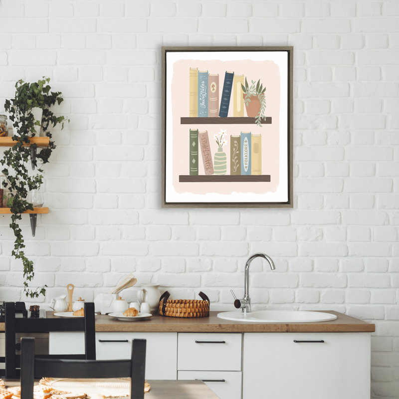 Bibliothèque Minimal avec cadre flottant pour plantes, design par Sandra Picco, Cadre flottant orme Montalcino