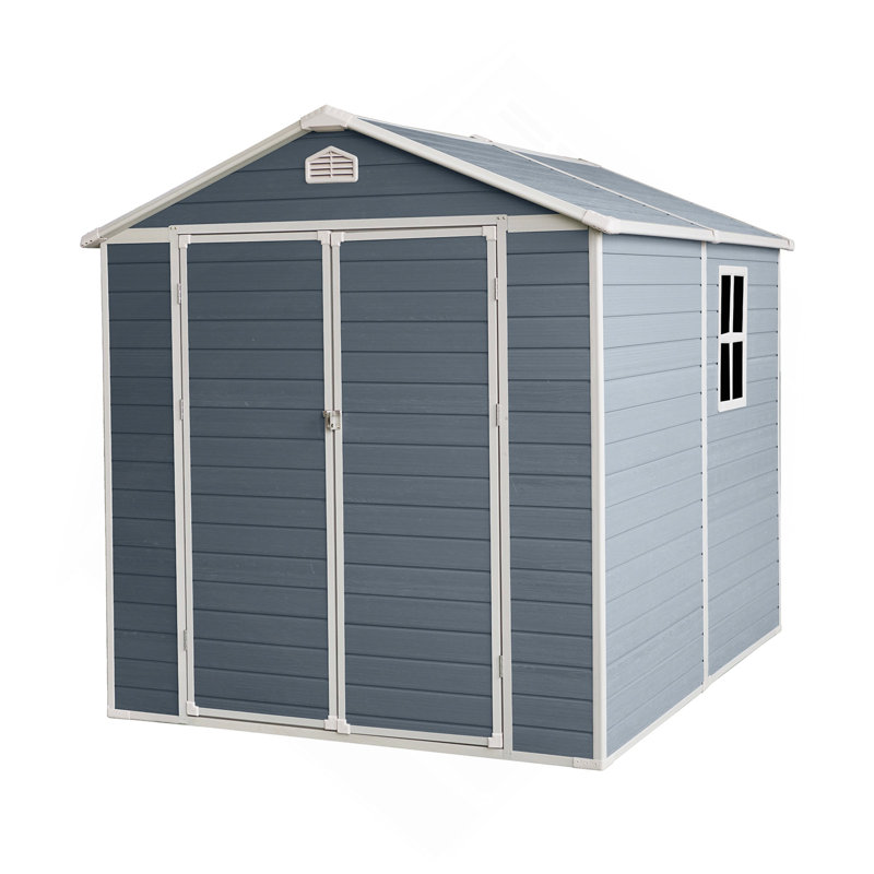 Remise de rangement en plastique polypropylène l 6 pi x P 8 pi, Gris, H 77,17 po x l 95,67 po x P 83,46 po