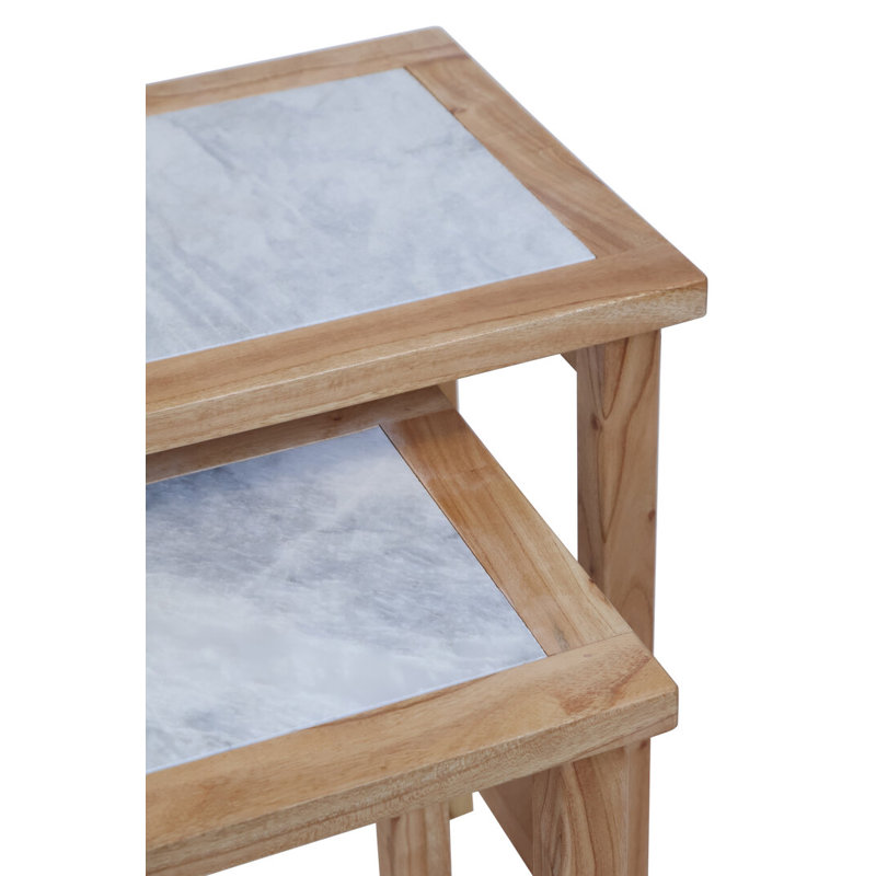 Side Table Set, Natural Wood