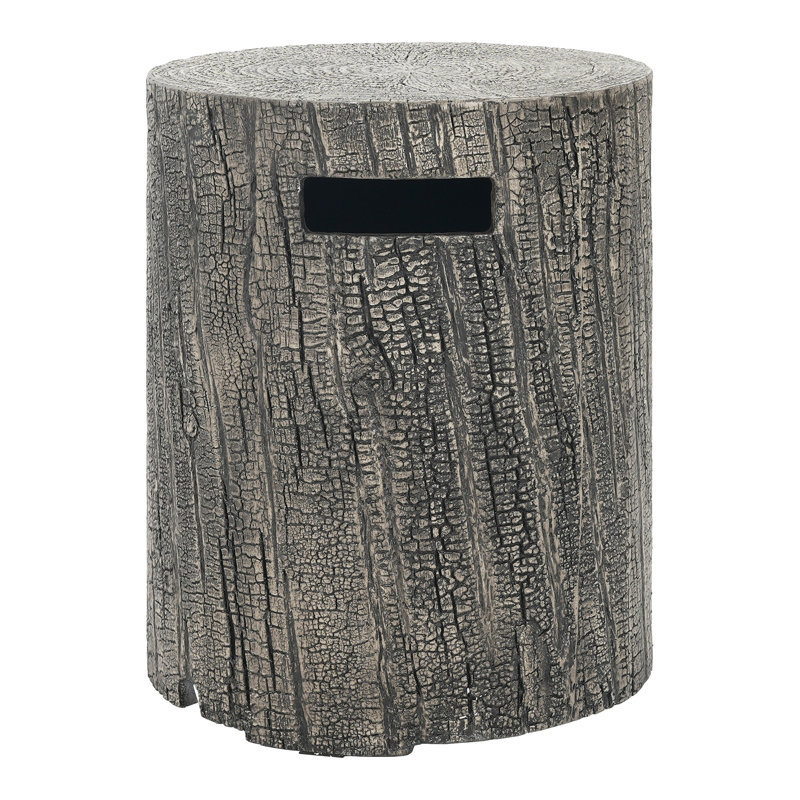 Porte-réservoir et table d'appoint en oxyde de magnésium 16 x 20 pouces, aspect gris, conception ronde, béton léger, sans assemblage pour les rassemblements de loisirs en plein air
