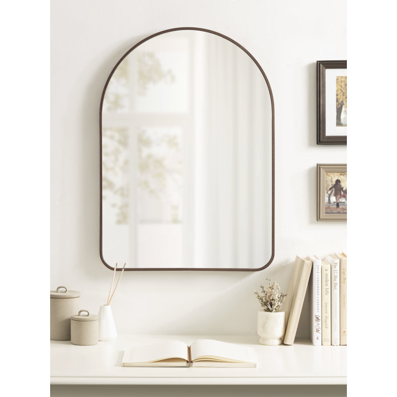 Anacleta Metal Arch Mirror, Walnut Brown, 27.51" x 20"