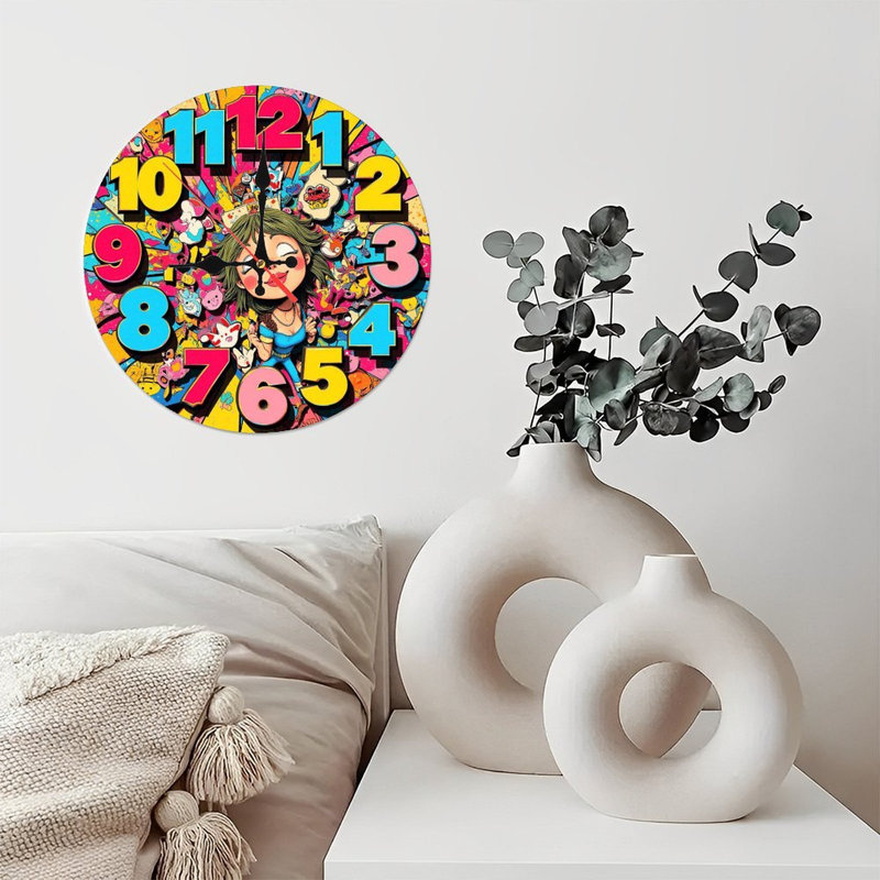 Colourful Cartoon Wall Clock with Kidfriendly Design