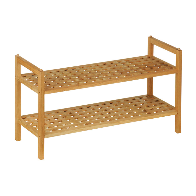 6 Pair Stackable Solid Wood Shoe Rack