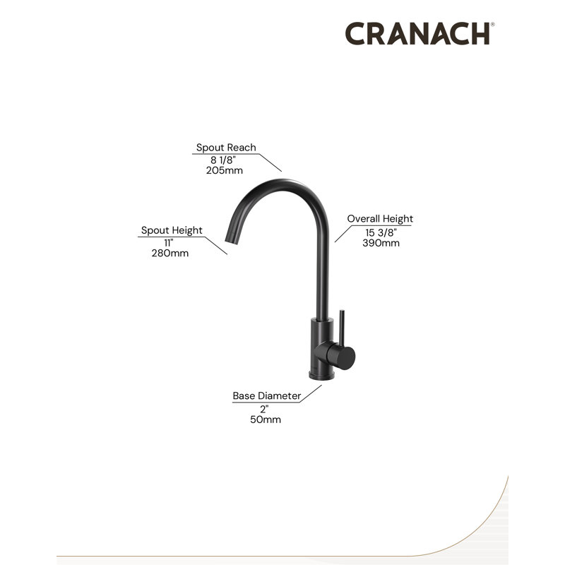 Angelsey Single-Handle Modern Kitchen Faucet, Swivel Prep Sink Faucet 1.6 GPM, Matte Black
