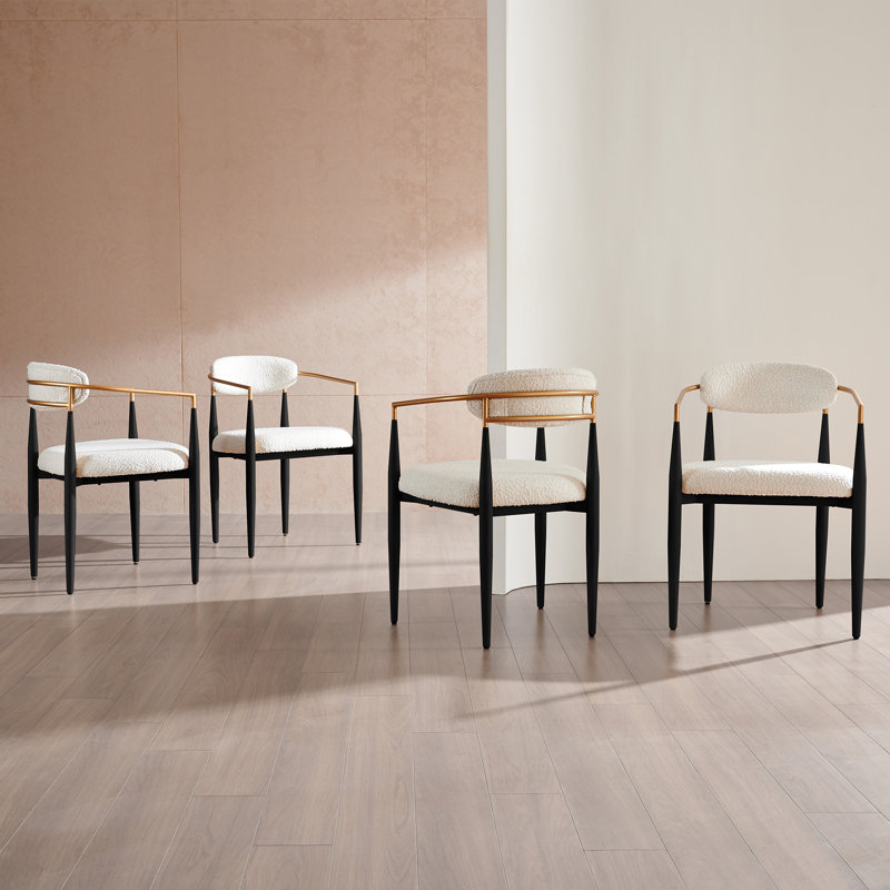 Chaises de salle à manger rembourrées Boucle, Beige