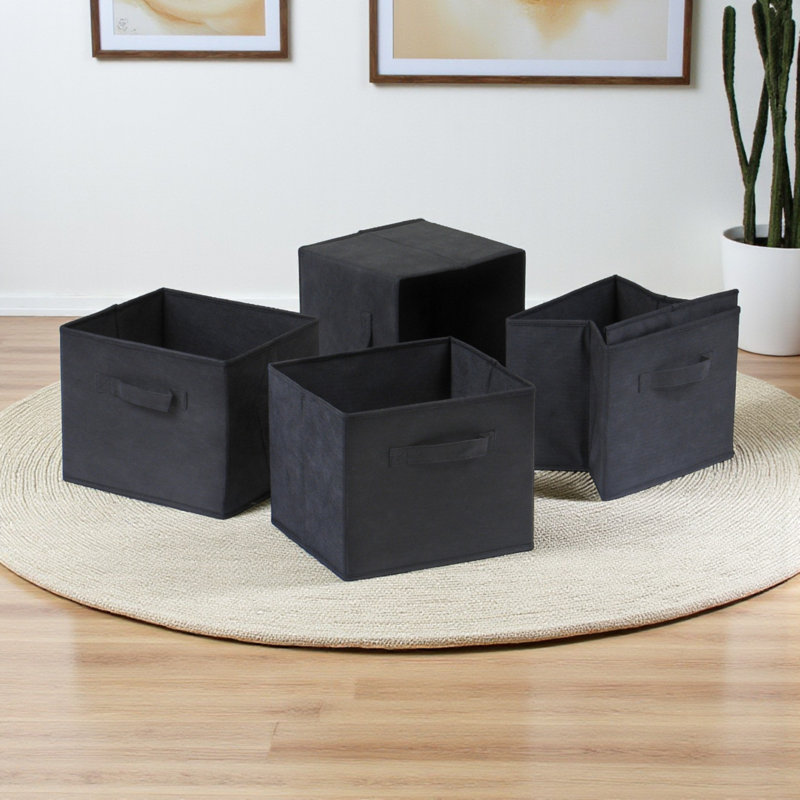 Ensemble de paniers pliables en tissu noir 4 pièces Latitude H 8,78 po x l 10,9 po x P 10,01 po Latitude, Noir, 4
