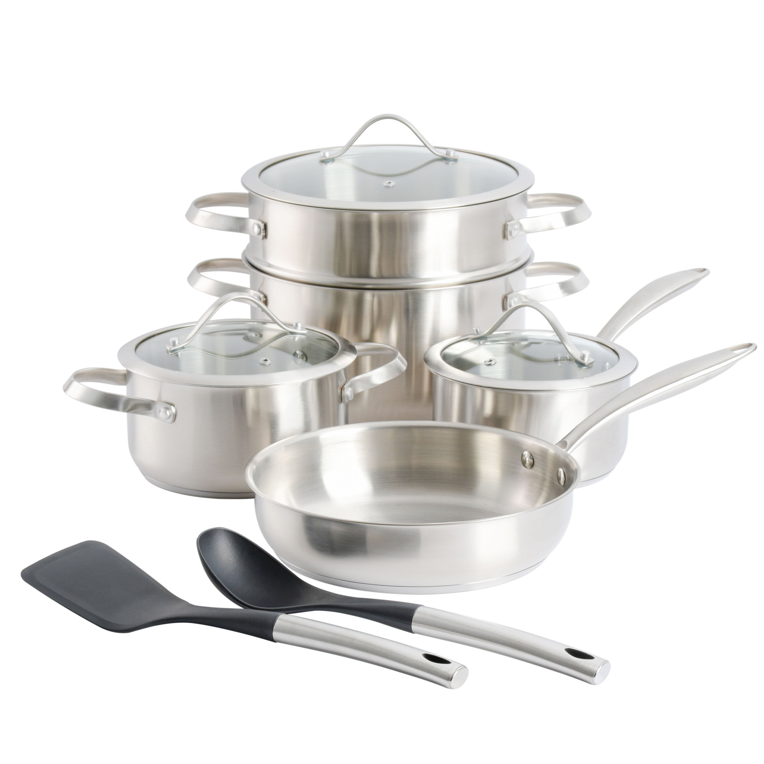 Kenmore 10 Pieces Stainless Steel (18/10) Cookware Set & Reviews | Wayfair