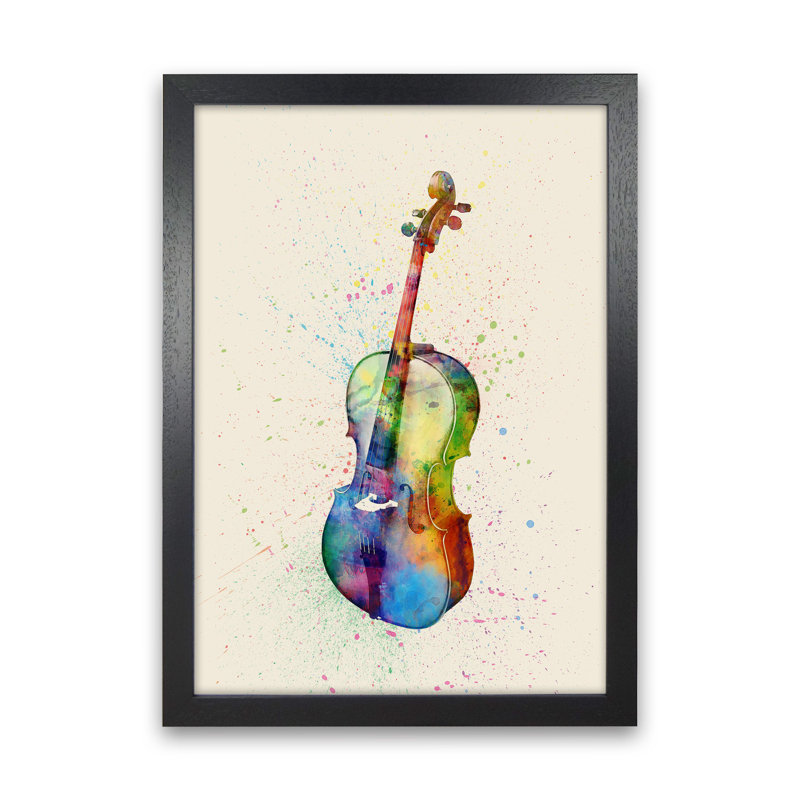 Cello by Michael Tompsett - Print, 46cm H x 34cm W x 3cm D, Black Framed