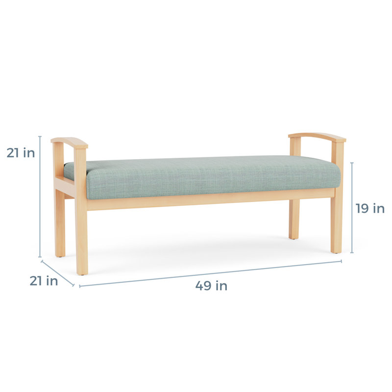 Banc en bois massif Amherst, Naturel, Chambray écume de mer