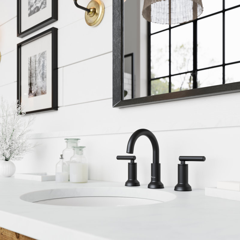 Capistrano Widespread Bathroom Faucet with Drain Assembly, Spot Defense Matte Black