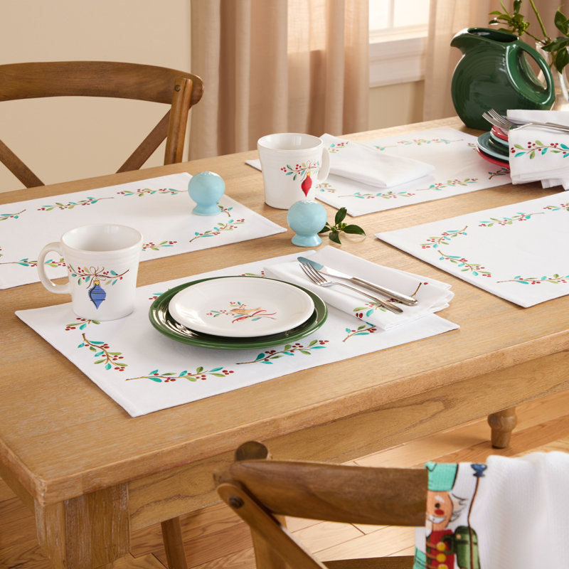 Ensemble de 4 napperons FIESTA Holly Sprig