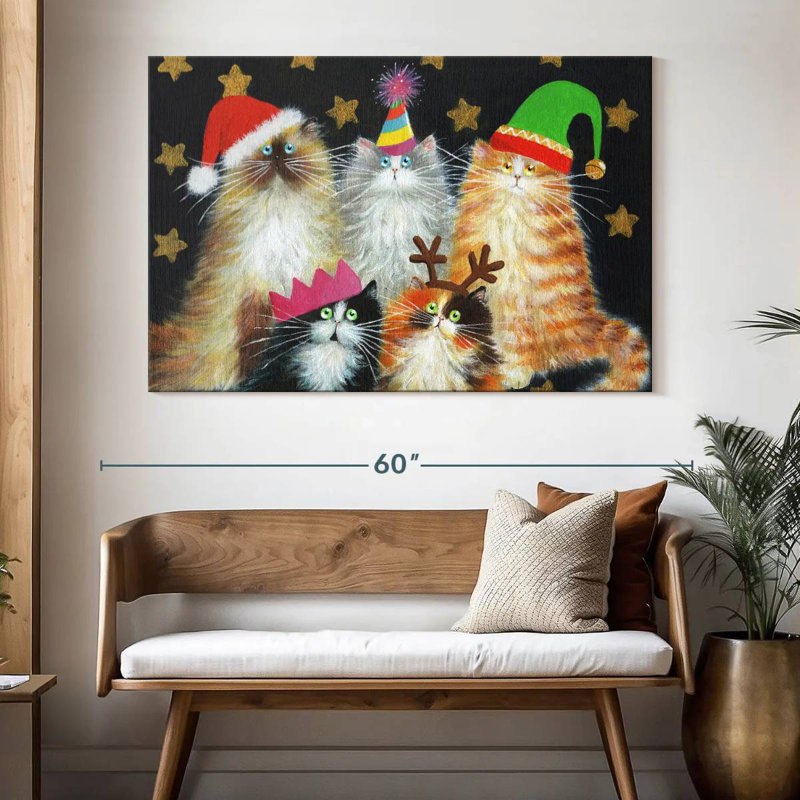 Chats de Noël, H 34 po x l 51 po