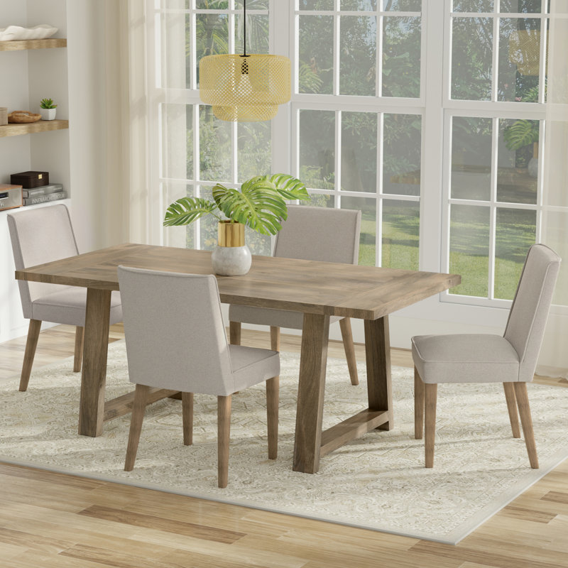 Table de salle à manger de style campagnard moderne en bois de manguier massif l 72 po Whitley, Gris délavé