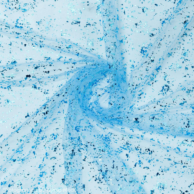 120" (10ft)  Metallic Foil Sheer Gauze Table Runner, Light Blue