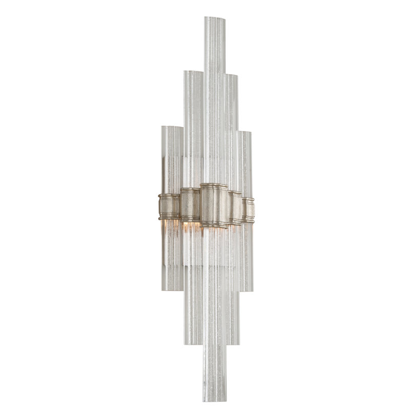 Applique murale encastrée à 1 lumière à DEL en argent à intensité variable moderne Viola, H 27,5 po x l 7 po x P 4 po