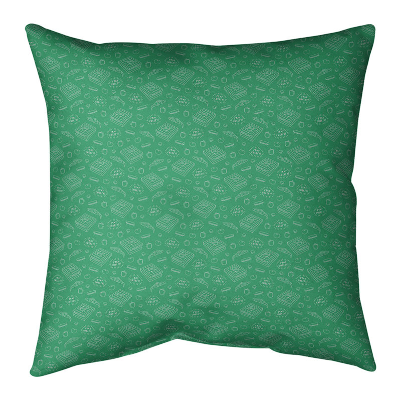 Coussin Katelyn Elizabeth, H 14 po x l 14 po, Polyester/ Bourre en polyester, Vert jade, blanc cassé