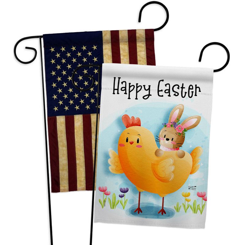 Double Sided 18.5 in. H x 13 in. W Polyester Easter Garden flag