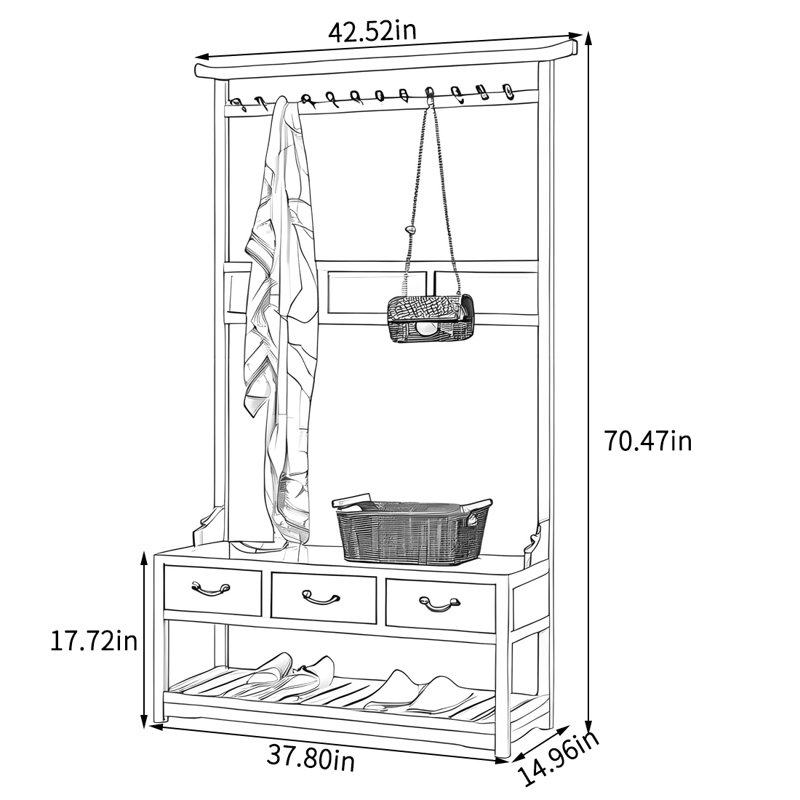 Portemanteau avec 3 tiroirs