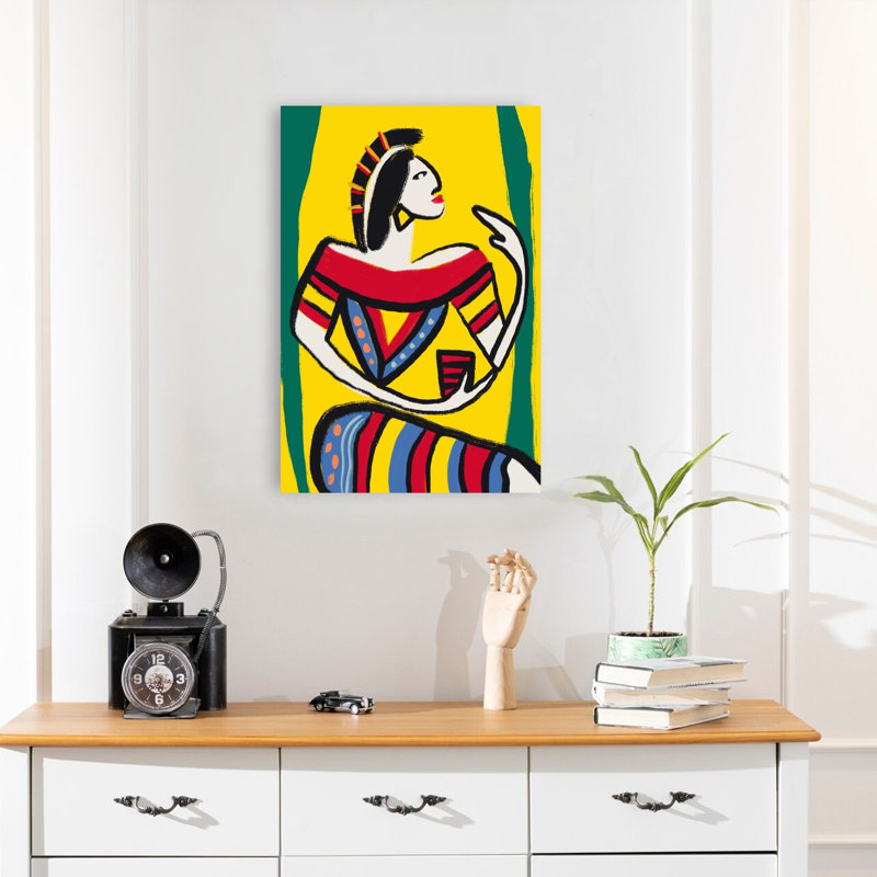 Vibrant Stylized Woman Abstract Bold Colorful Wall Art Print, 60.96cm H x 40.64cm W
