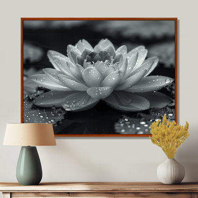 Lotus gris photo élégante silhouette II - décoration murale Lotus