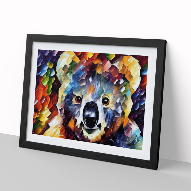 Koala Bear Painted - Single Picture Frame Print, Black, 34cm H x 46cm W x 2cm D