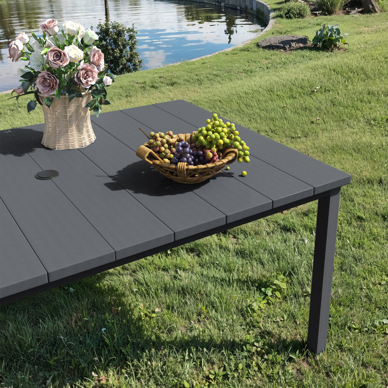 Ensemble repas d'extérieur rectangulaire pour 6 personnes avec fauteuils pivotants, Gris