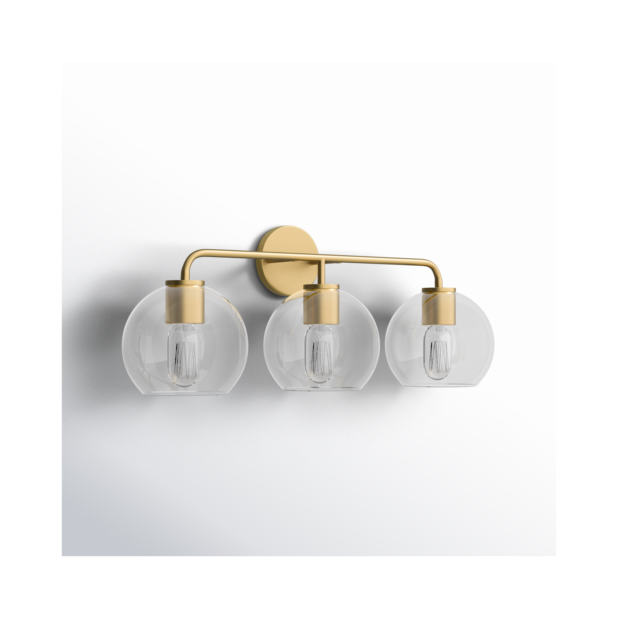 Childerley 3-Light Dimmable Vanity Light, Clear, Satin Brass