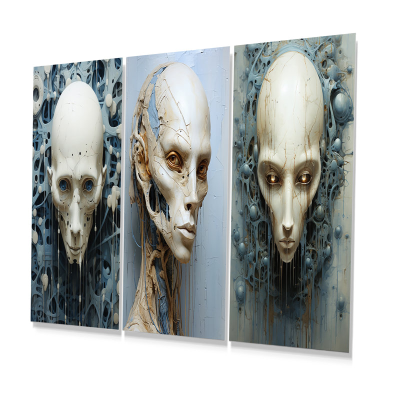 Minimalisme «Aliens Skull», ensemble de 3 impressions sur métal Aliens, H 28 po x l 36 po