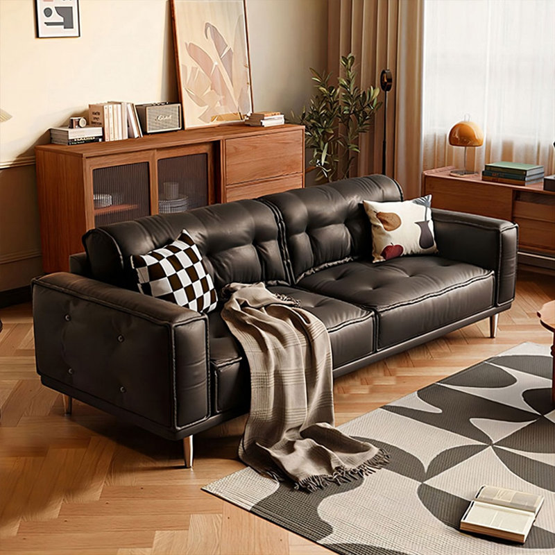 Canapé modulaire 86,61 po en similicuir noir, 86.61"W*31.5"D