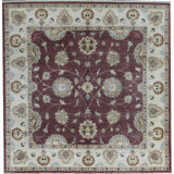 Hand-Knotted High-Quality Wine and Cream Area Rug