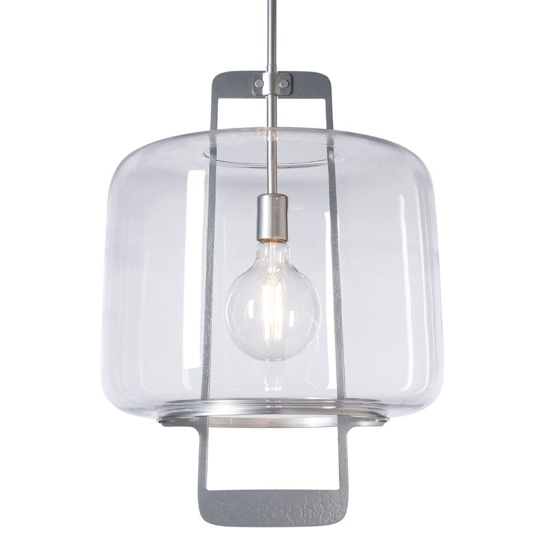 Dane Pendant - White - Clear Glass, Clear Glass, Sterling