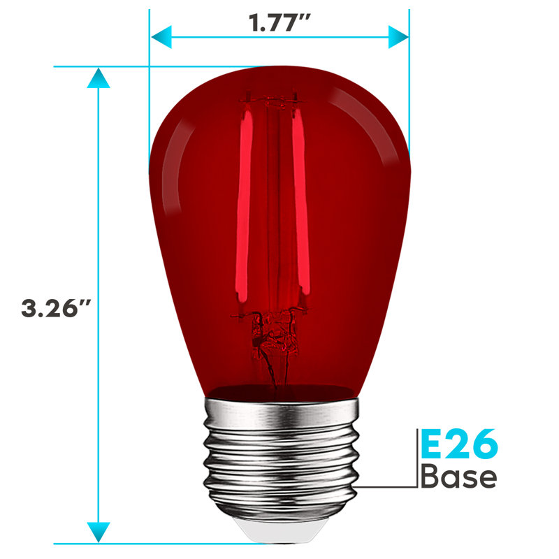 0.5 Watt S14 LED Colored String Light Bulb, E26/Medium (Standard) Base