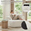 Chaises d'appoint modernes, méridienne hexagonale en chenille beige de 54 pouces, salon
